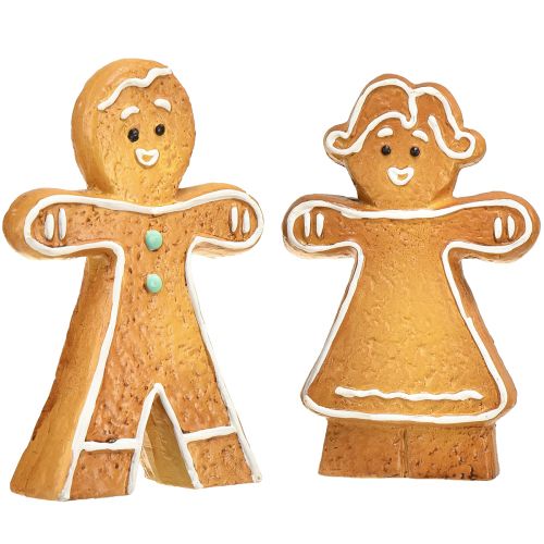 Product Christmas decoration gingerbread man and woman ceramic 16cm 2pcs