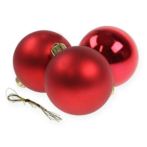 Product Christmas ball plastic red Ø6cm 12pcs