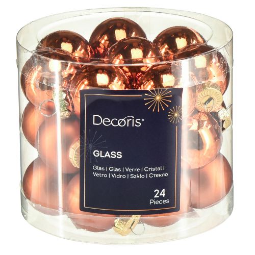 Product Christmas balls orange mini glass balls Ø2.5cm 22 pcs