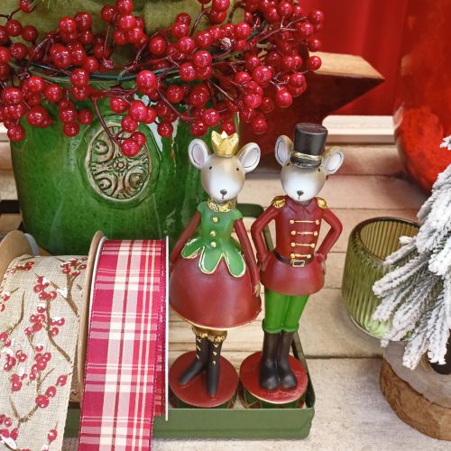 Product Christmas mouse decoration figures 14.5cm red-green 2 pieces