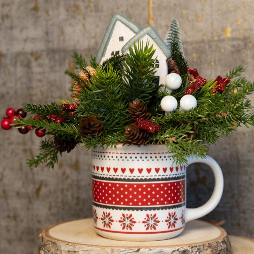Product Christmas mug cup ceramic mug red and white Ø10cm H9cm
