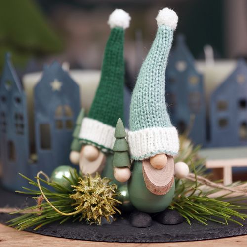 Product Christmas Gnome Decoration Gnome Wood Green Mint H14cm 6 Pcs