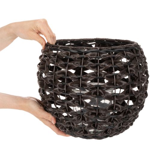 Lantern braided black, brown summer decoration Ø31cm H25cm | Floristik24.co.uk