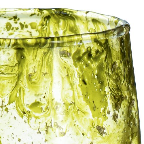 Product Lantern glass decoration vintage yellow-green Ø9cm H9.5cm