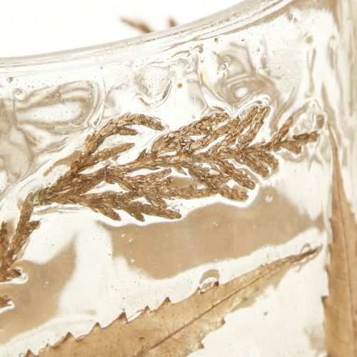Product Lantern glass with golden leaves Ø7,5cm H8,5cm 2pcs