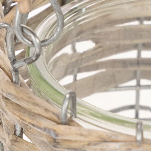 Lantern hanging decoration metal glass willow Ø13cm H12cm 2pcs | Floristik24.co.uk