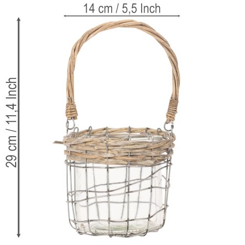Lantern for hanging glass metal willow Ø14.5cm 2pcs | Floristik24.co.uk