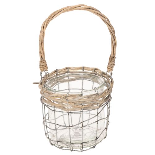 Lantern for hanging glass metal willow Ø14.5cm 2pcs | Floristik24.co.uk