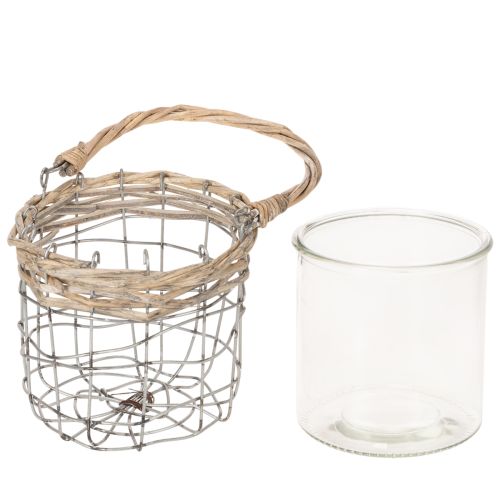 Lantern for hanging glass metal willow Ø14.5cm 2pcs | Floristik24.co.uk