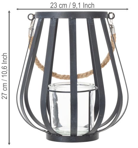 Product Metal lantern with glass, anthracite, Ø23cm, H27cm