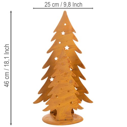 Christmas tree lantern, metal decoration in a rustic finish, Christmas H46cm W25.5cm | Floristik24.co.uk