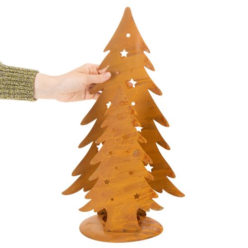 Christmas tree lantern, metal decoration in a rustic finish, Christmas H46cm W25.5cm | Floristik24.co.uk