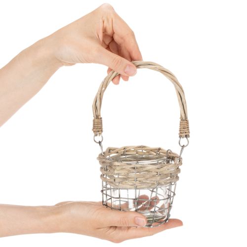 Lantern tealight holder glass metal willow Ø10.5cm 3pcs | Floristik24.co.uk
