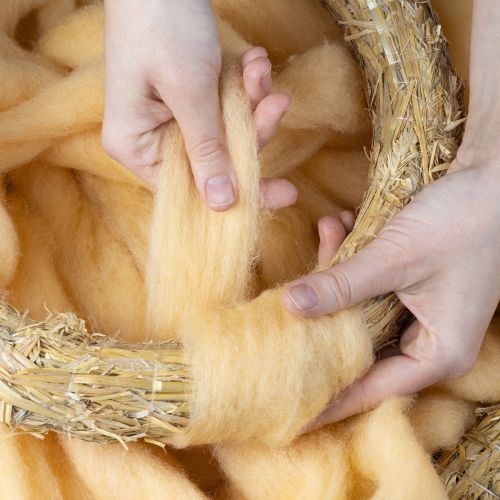 Product Wool cord, wool ribbon, cream orange, 10m wool for wreaths & arrangements