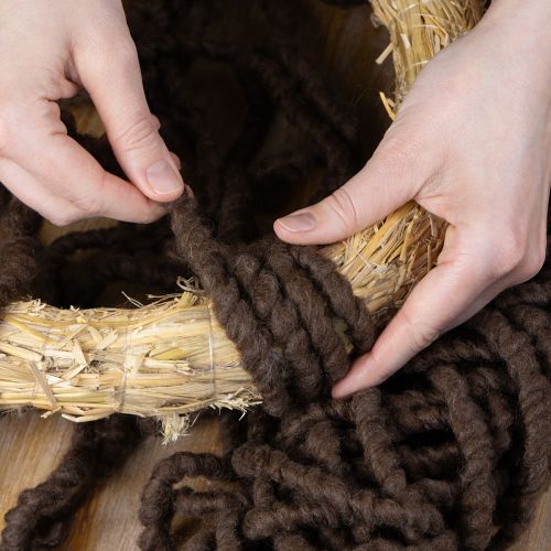 Product Fluffy Mirabell wool cord, brown, 25m decorative ribbon for floristry and crafts