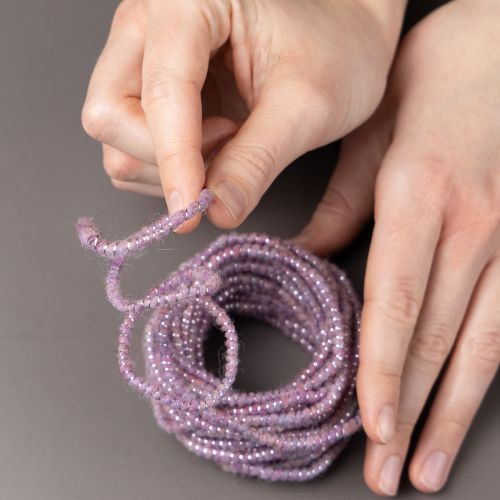 Product Wool cord with pink and gold thread, 5m x 5mm with wire, for decoration and crafting