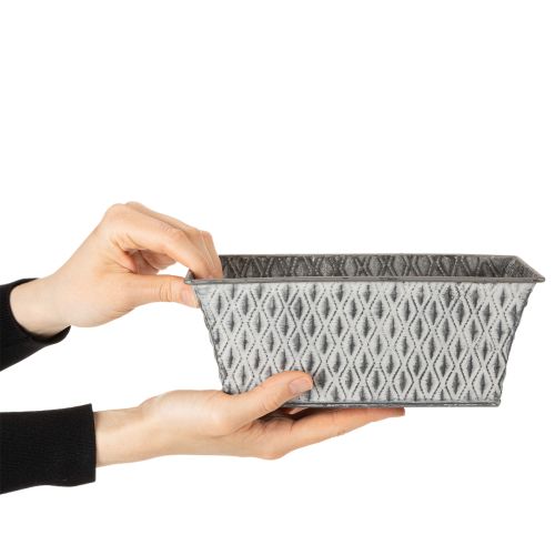 Zinc bowl with diamond pattern 22cm×12cm | Floristik24.co.uk