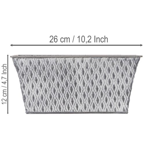 Zinc bowl with diamond pattern, 26cm x 15.5cm | Floristik24.co.uk