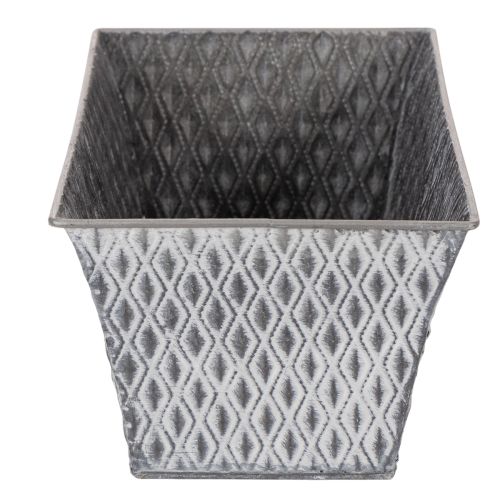 Zinc bowl with diamond pattern, 26cm x 15.5cm | Floristik24.co.uk