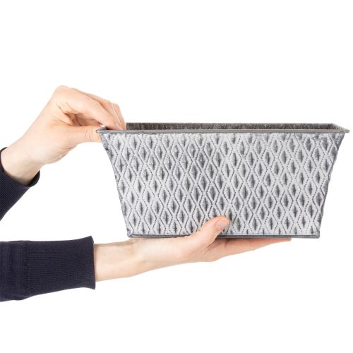 Zinc bowl with diamond pattern, 26cm x 15.5cm | Floristik24.co.uk