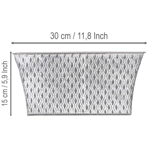 Zinc bowl with diamond pattern 30cm×18cm H15cm | Floristik24.co.uk