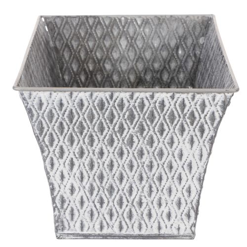 Zinc bowl with diamond pattern 30cm×18cm H15cm | Floristik24.co.uk