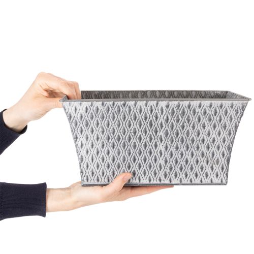Zinc bowl with diamond pattern 30cm×18cm H15cm | Floristik24.co.uk