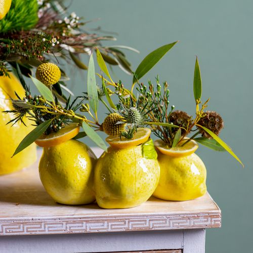 Floristik24 Lemon decorative vase ceramic 3 openings 21.5x11x8cm