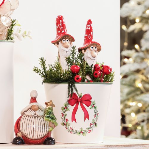 Ceramic Gnome Stake Figures with Red Mushroom Hat and Long Beard – Set of 2, 17cm | Floristik24.co.uk