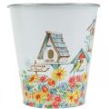 Floristik24 Tin pot with birdhouses, summer decoration, planter H14.5cm Ø13.5cm