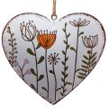 Floristik24 Hanging decoration metal decoration hearts and flowers white 10cm 4pcs