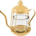 Floristik24 Tealight holder glass lantern teapot orange Ø15cm H26cm