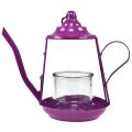 Floristik24 Tealight holder glass lantern teapot pink Ø13cm H22cm