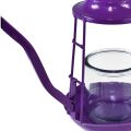 Floristik24 Tealight holder glass lantern teapot purple Ø13cm H22cm