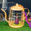 Floristik24 Tealight holder glass lantern teapot orange Ø13cm 22cm