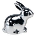 Floristik24 Rabbit Silver Sitting Ceramic Metal Look 8.5cm 3pcs