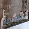 Metal House Row with Tealight Holders, Silver, 68 cm, Advent Decoration | Floristik24.co.uk