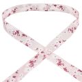 Floristik24 Organza ribbon pink with flowers gift ribbon 20mm 20m