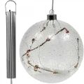 LED Christmas ball glass light chain hearts Ø15cm
