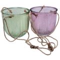 Floristik24 Flower pot glass lantern for hanging purple green 14cm 2pcs