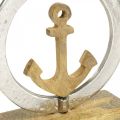 Floristik24 Maritime decoration, wooden anchor in the ring, sculpture, nautical summer decoration silver, natural colors H19.5cm
