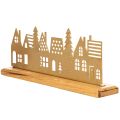 Floristik24 Metal House Silhouette Decoration on Wooden Base 29cm Matte Gold