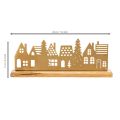 Metal House Silhouette Decoration on Wooden Base 29cm Matte Gold | Floristik24.co.uk