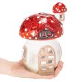 Deko Mushroom House for Tealight, Hand-Painted Ceramic, Red and White, 21cm | Floristik24.co.uk