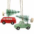 Christmas Tree Decoration Car with fir tree Red / green 2pcs