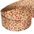Decorative Fabric Ribbon with Glitter Red Berries 40mm x 15m | Floristik24.co.uk
