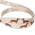Decorative Ribbon with Dachshund Motif, 15mm x 18m, Cream and Brown, 100% Polyester | Floristik24.co.uk
