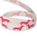 Dachshund Decorative Ribbon 15mm x 18m Polyester Pink on White for Indoor Use | Floristik24.co.uk