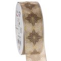 Floristik24 Dekorative Ribbon with Golden and Brown Stars, 40mm x 20m, Wired Edges