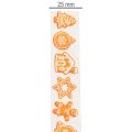 Festive Ribbon with Gingerbread Motifs 25mm x 18m Polyester White and Orange | Floristik24.co.uk